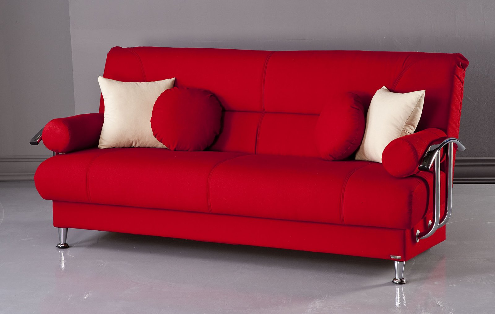 red leather futon sofa
