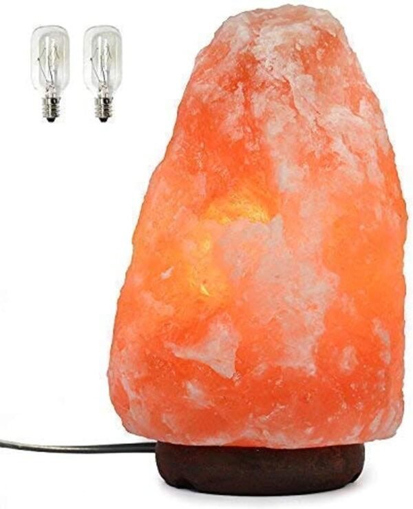 7 Inch Himalayan Salt Lamp with Dimmer Cord - Night Light Natural Crystal Rock Classic Wood Base Authentic from Pakistan - Image 4