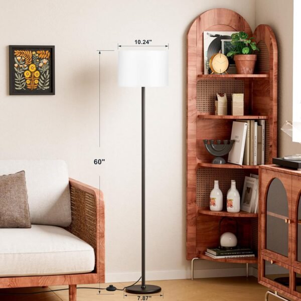 Modern Floor Lamp Simple Design with White Shade, Foot Pedal Switch - Image 5