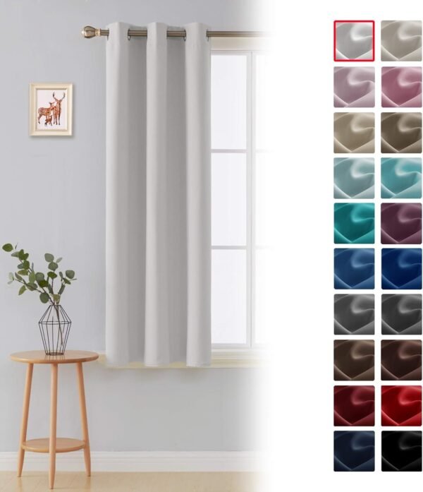 Deconovo Room Darkening Thermal Insulated Blackout Grommet Window Curtain Panel for Living Room, Greyish White, 42x63 Inch, 1 Panel - Image 5