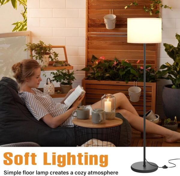 Modern Floor Lamp Simple Design with White Shade, Foot Pedal Switch - Image 2