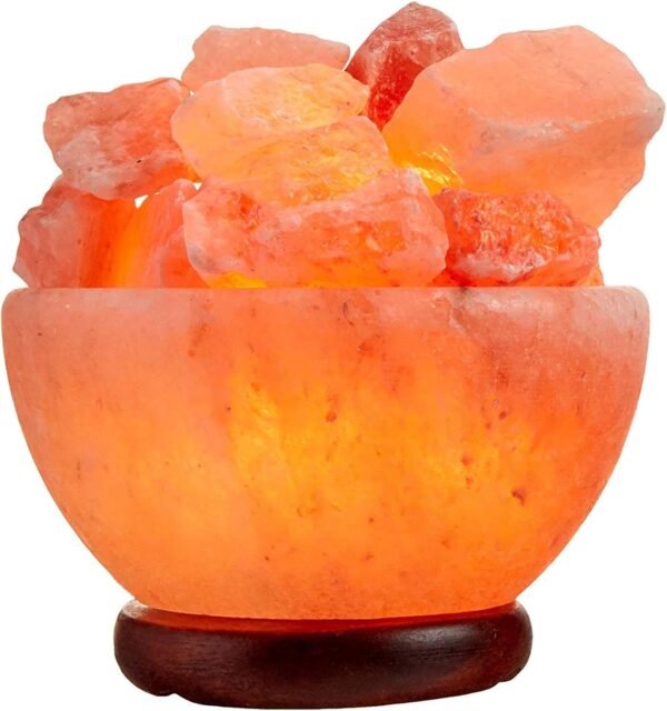 WBM Himalayan Glow Hand Carved Natural Crystal Himalayan Salt Lamp with Genuine Neem Wood Base, Bulb and Dimmer Control, 8-to-9-Inch, 8-to-11-Pounds - Image 5