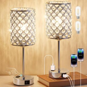 crystal silver table lamp