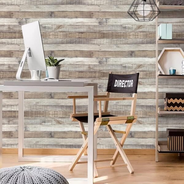 Wood Wallpaper Peel and Stick Faux Distressed Plank Self Adhesive Reclaimed Look Wall Decorative - Image 4