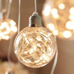 G100 Big Globe Bulbs String Light 10.3FT Warm White Patio Light Hanging String Light with 15 LEDs Fairy String per Bulb 29V Plug-in for Party Porch Fence Patio Balcony Bedroom Christmas Decoration