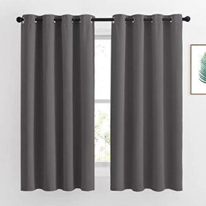 NICETOWN Blackout Curtains for Bedroom 63 inch Length 2 Panels - Window Treatment Thermal Insulated Solid Grommet Blackout for Living Room (52 by 63 Inch,Grey)