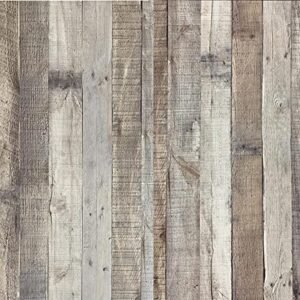 Qianglive Wood Wallpaper Peel and Stick Faux Distressed Plank Self Adhesive Reclaimed Look Wall Decorative Vinyl Film Shelf Cover Thicker,17.3" × 472.4"