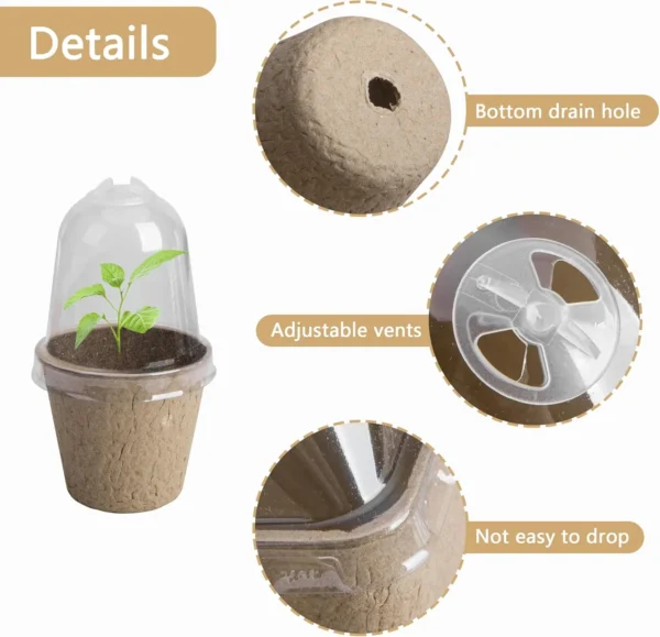 20pcs Biodegradable Pots with Humidity Dome - Image 3